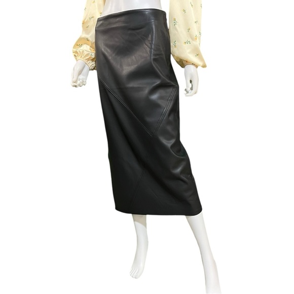 Topshop Black Faux Leather Midi Skirt, 6 - Picture 9 of 11